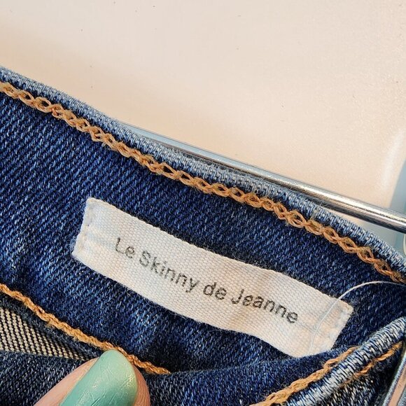 Frame Le Skinny de Jeanne Shredded Raw Hem Denim Jeans Distressed Stretch sz 26 - Picture 6 of 11
